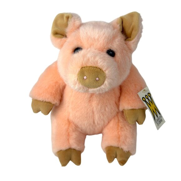 VTG 1994 Manhattan Toy Company 9” Plush Pig Stuffed Animal Toy Pink & Beige - Picture 1 of 8